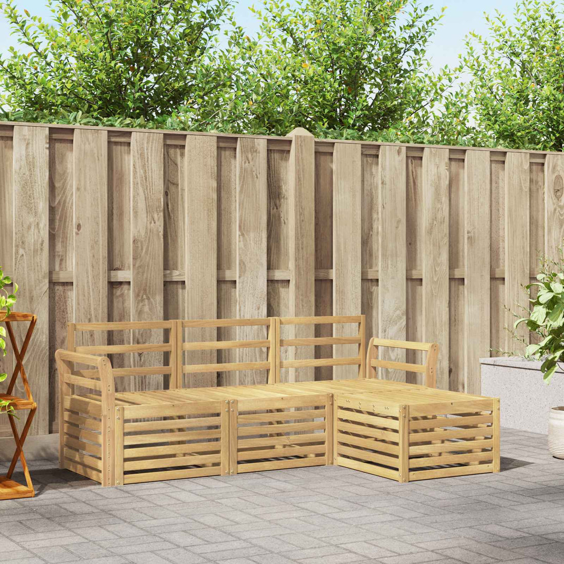 vidaXL Conjunto de sofás de exterior 4 uds. Blanco