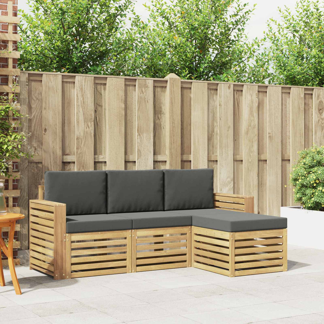 vidaXL Conjunto de sofás de exterior 4 uds. Blanco y Antracita
