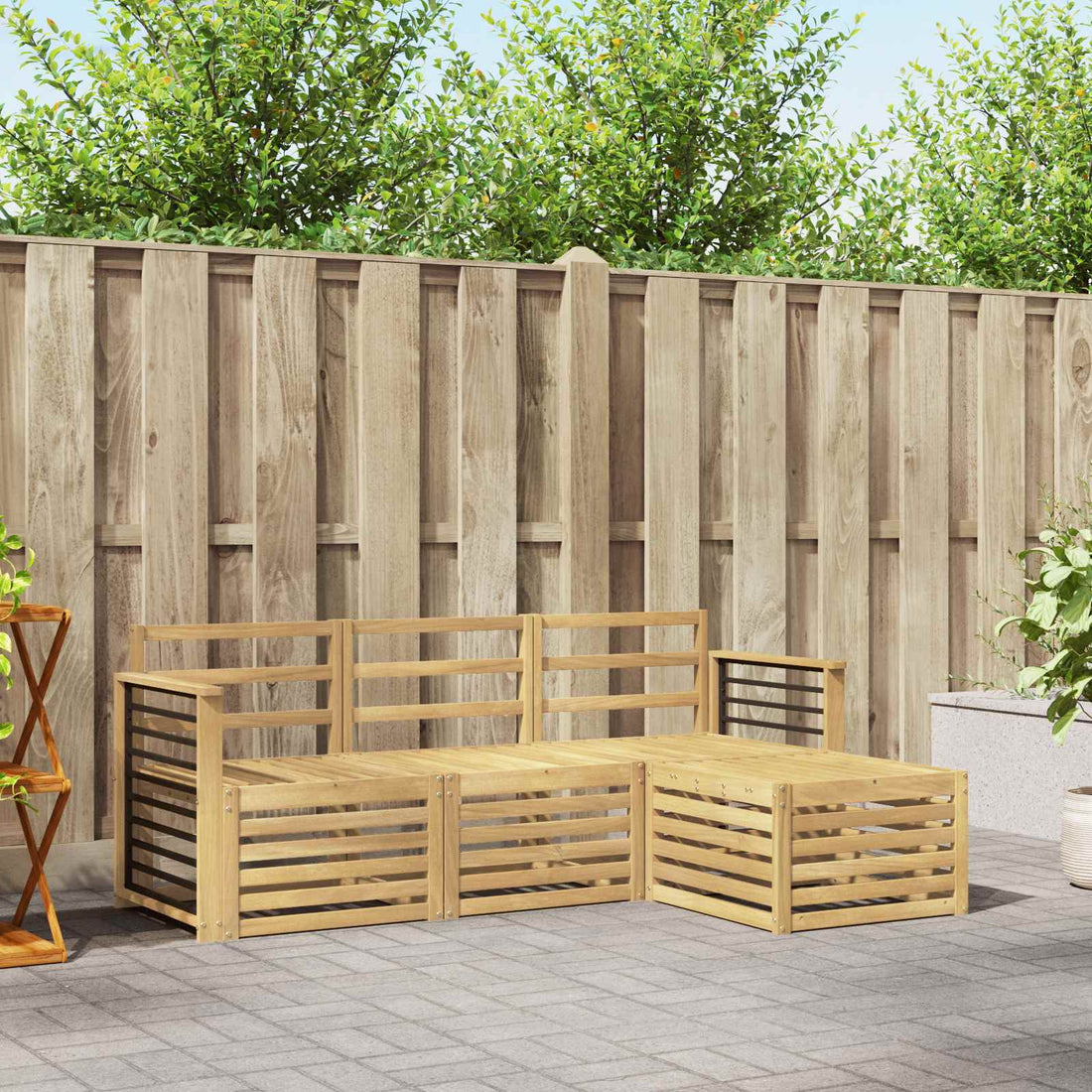 vidaXL Conjunto de sofás de exterior 4 uds. Blanco