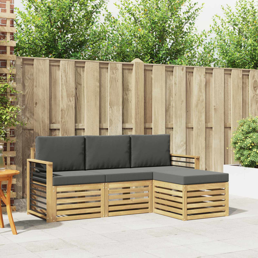 vidaXL Conjunto de sofás de exterior 4 uds. Blanco y Antracita