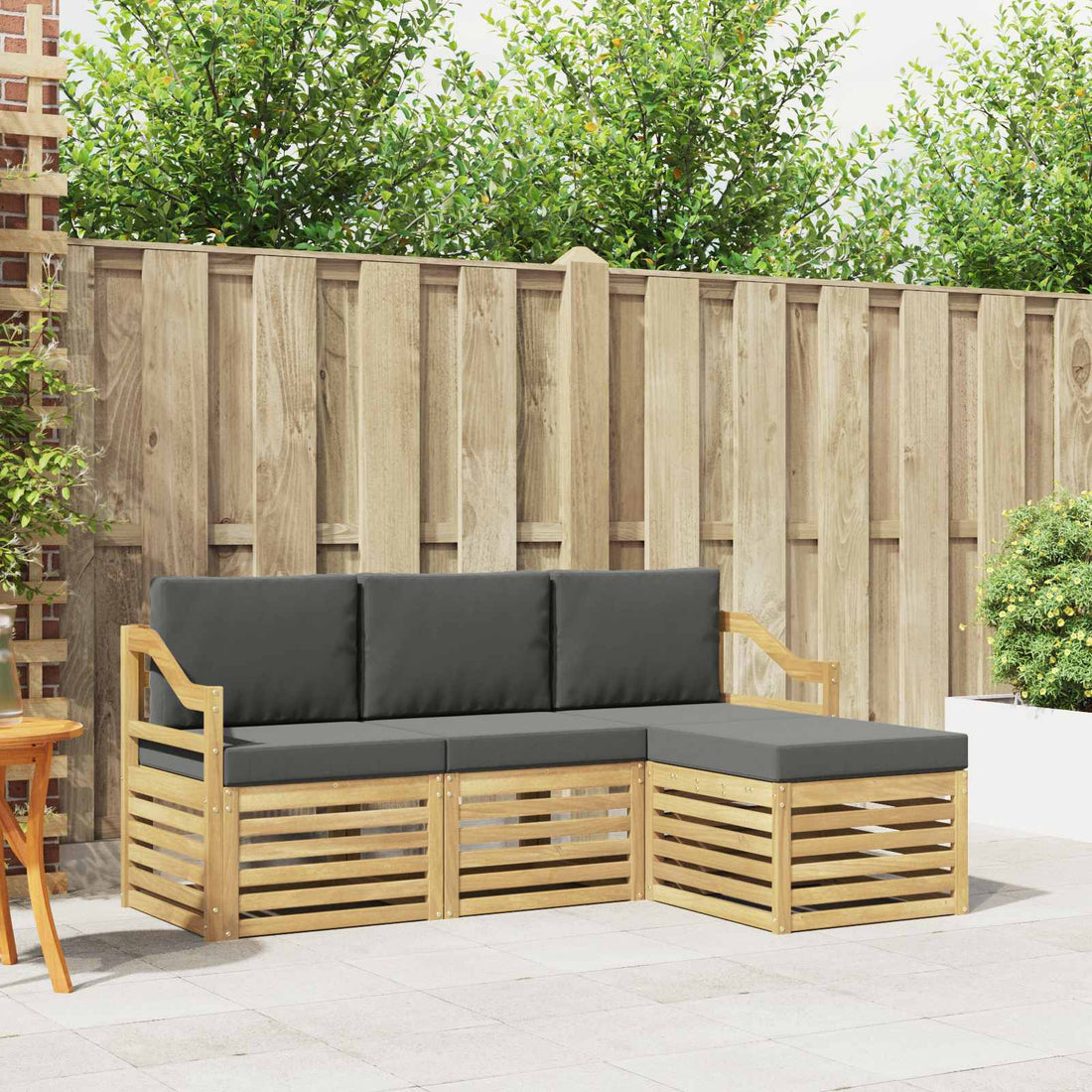 vidaXL Conjunto de sofás de exterior 4 uds. Blanco y Antracita