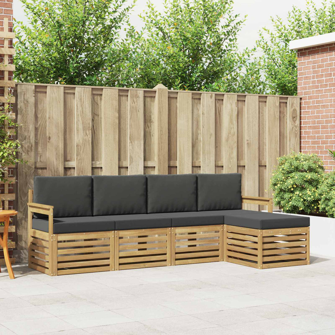 vidaXL Conjunto de sofás de exterior 5 uds. Blanco y Antracita