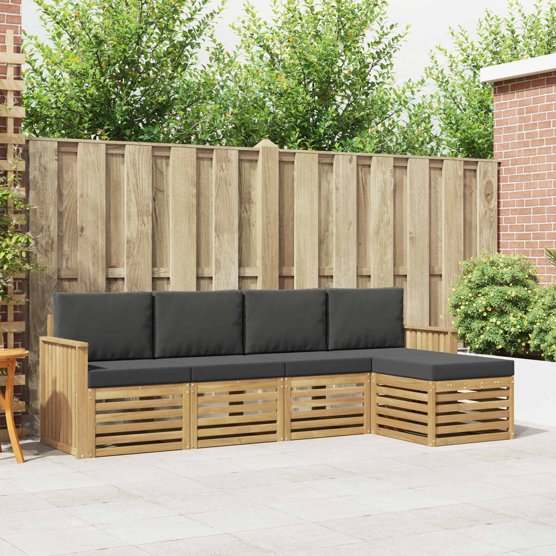 vidaXL Conjunto de sofás de exterior 5 uds. Blanco y Antracita