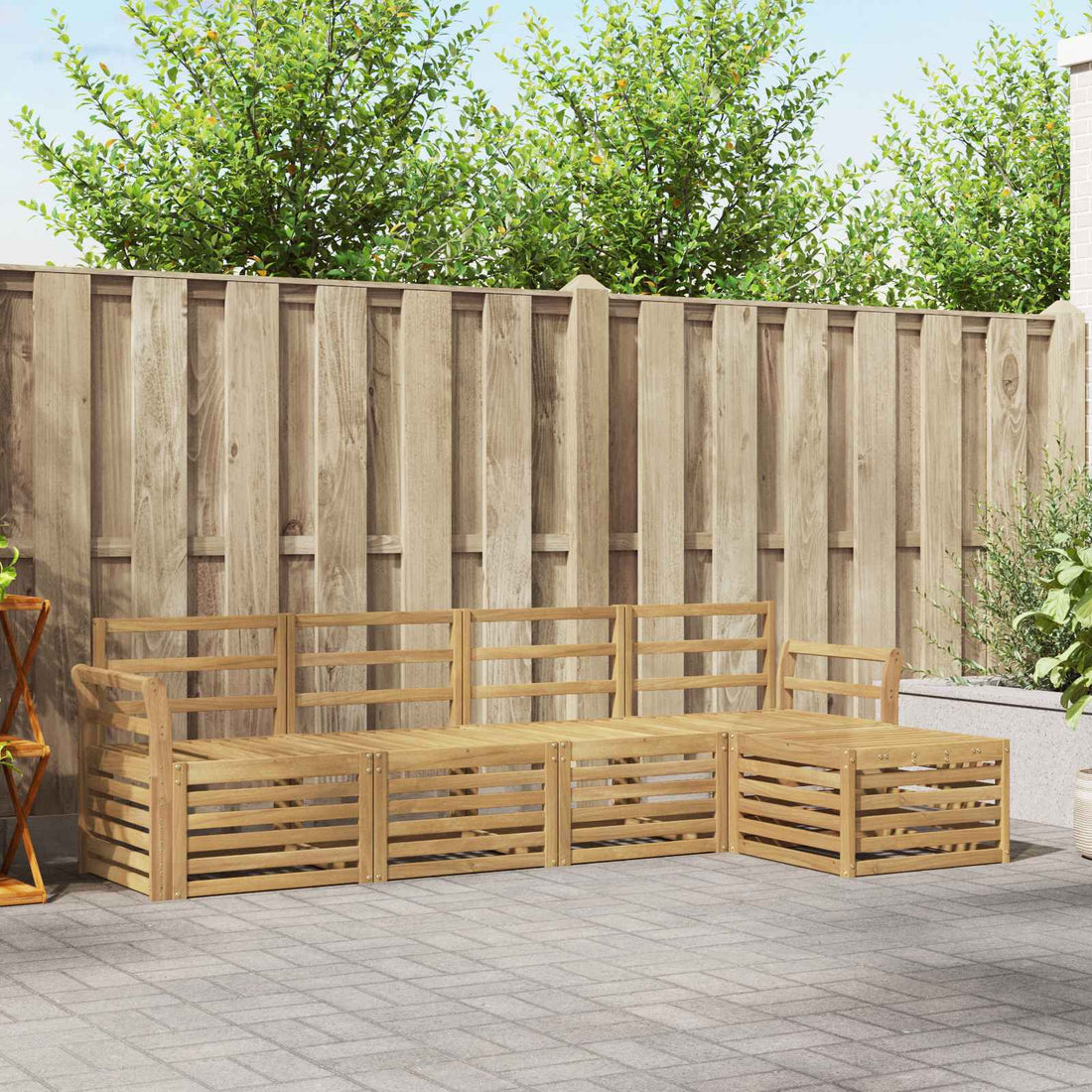 vidaXL Conjunto de sofás de exterior 5 uds. Blanco