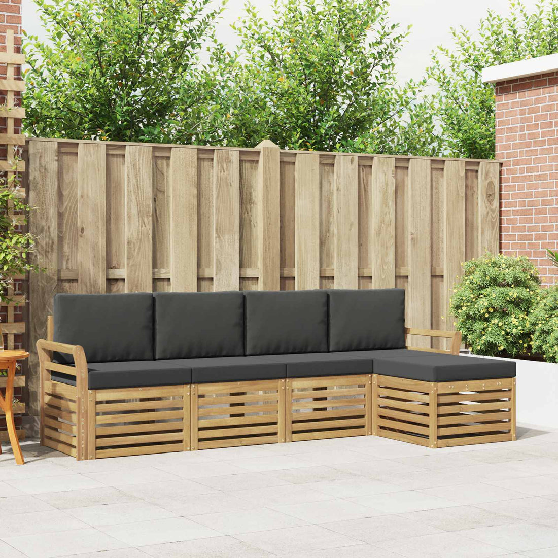 vidaXL Conjunto de sofás de exterior 5 uds. Blanco y Antracita