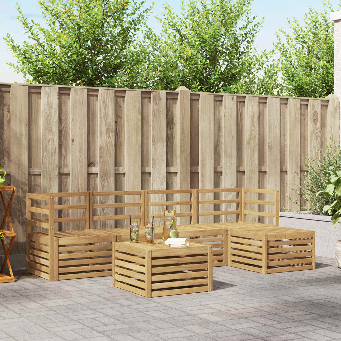 vidaXL Conjunto de sofás de exterior 6 uds. Blanco