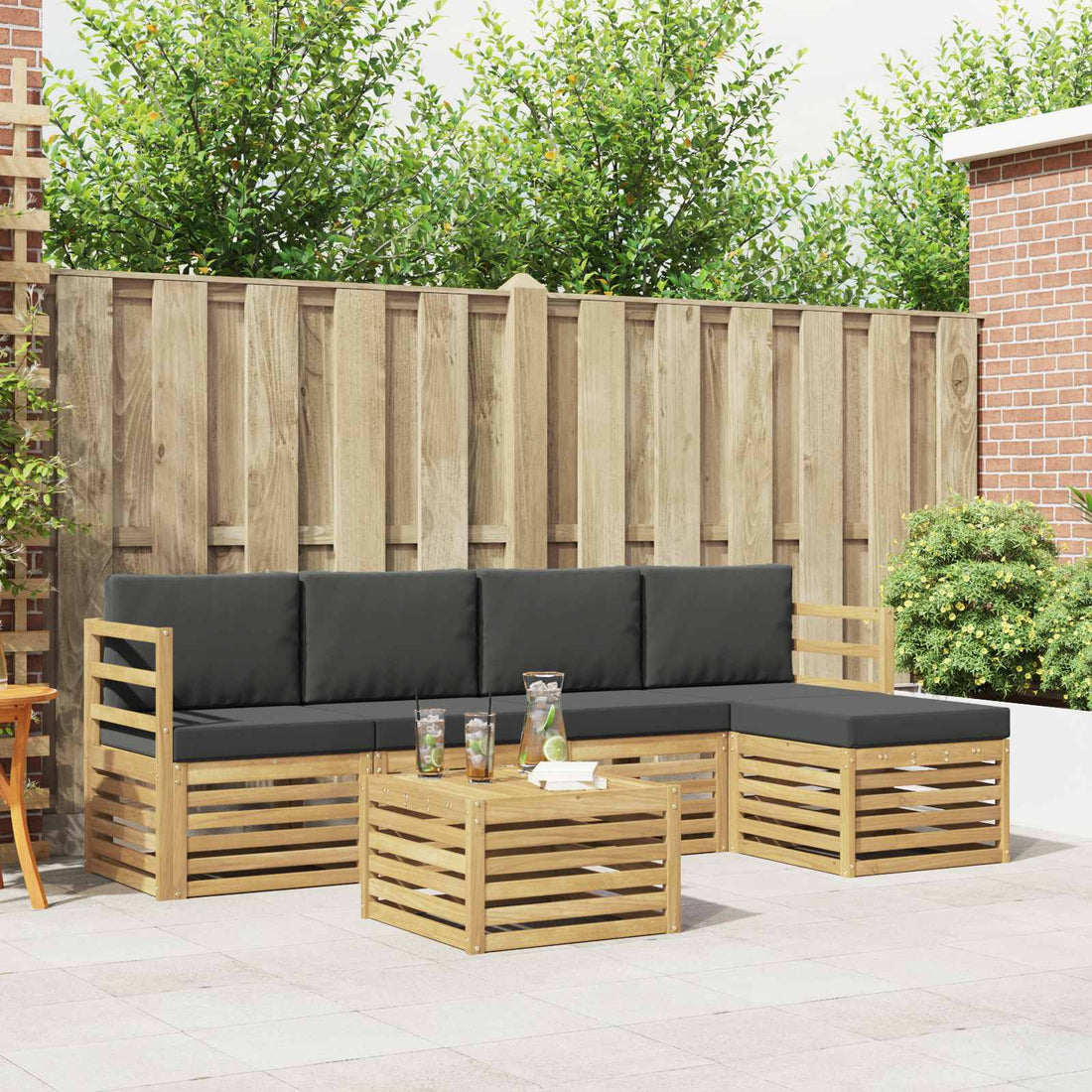 vidaXL Conjunto de sofás de exterior 6 uds. Blanco y Antracita