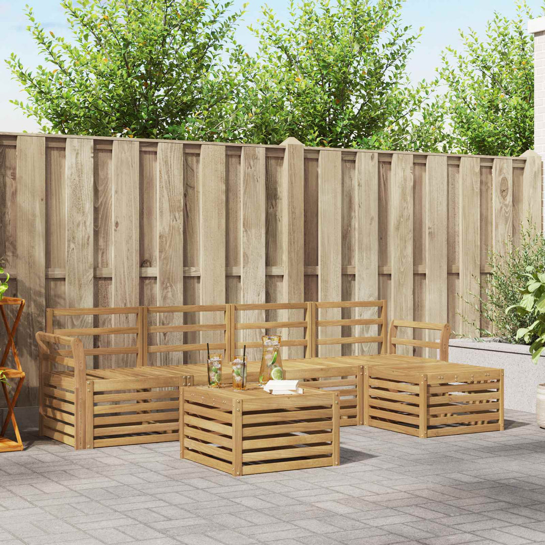vidaXL Conjunto de sofás de exterior 6 uds. Blanco