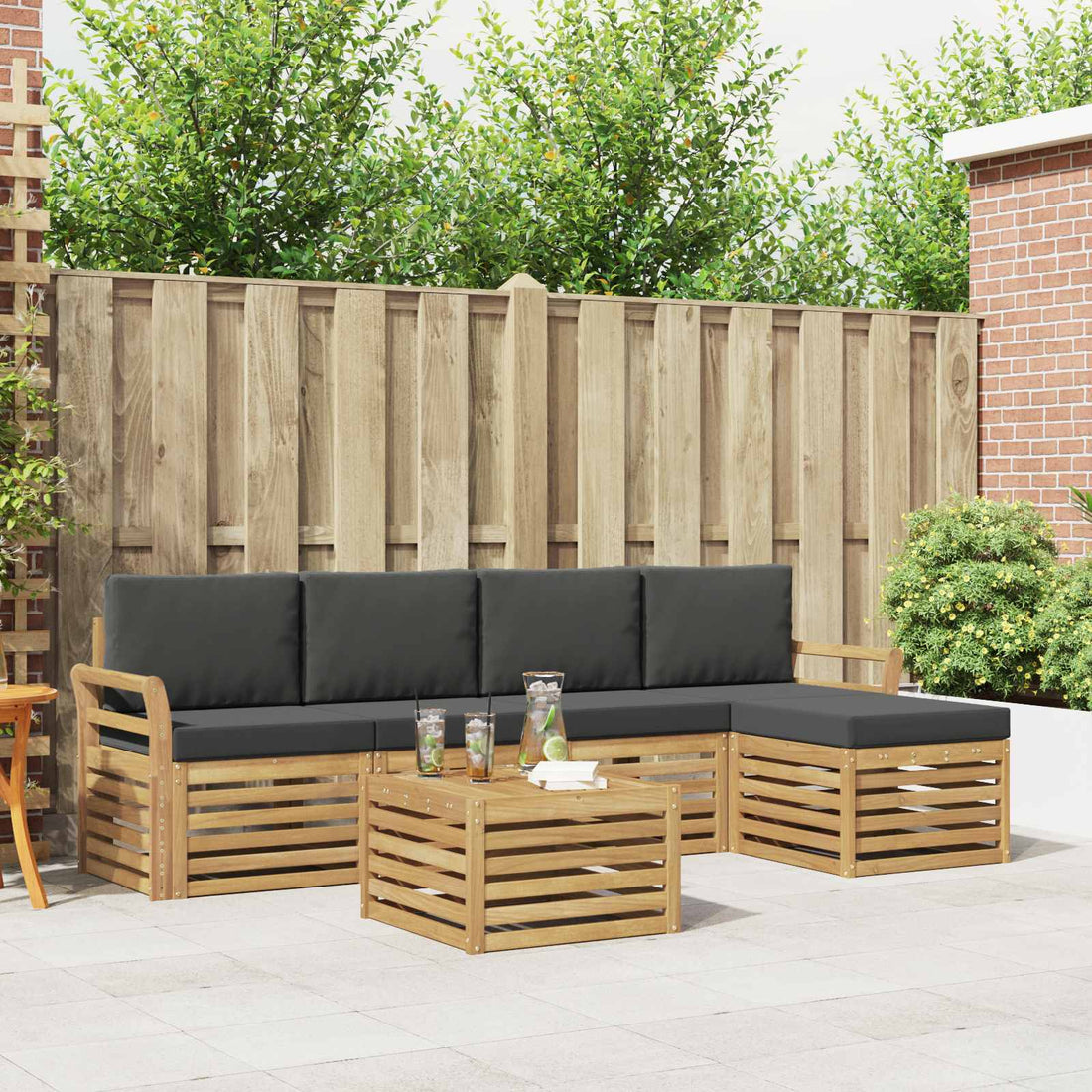 vidaXL Conjunto de sofás de exterior 6 uds. Blanco y Antracita
