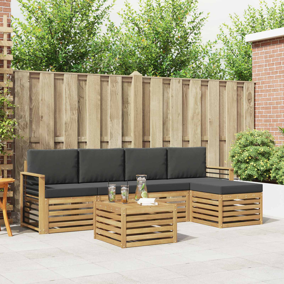 vidaXL Conjunto de sofás de exterior 6 uds. Blanco y Antracita