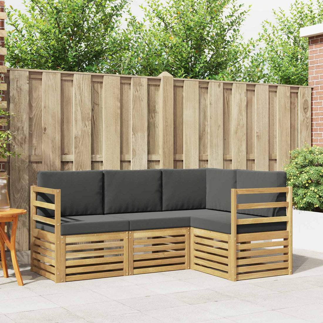 vidaXL Conjunto de sofás de exterior 4 uds. Blanco y Antracita