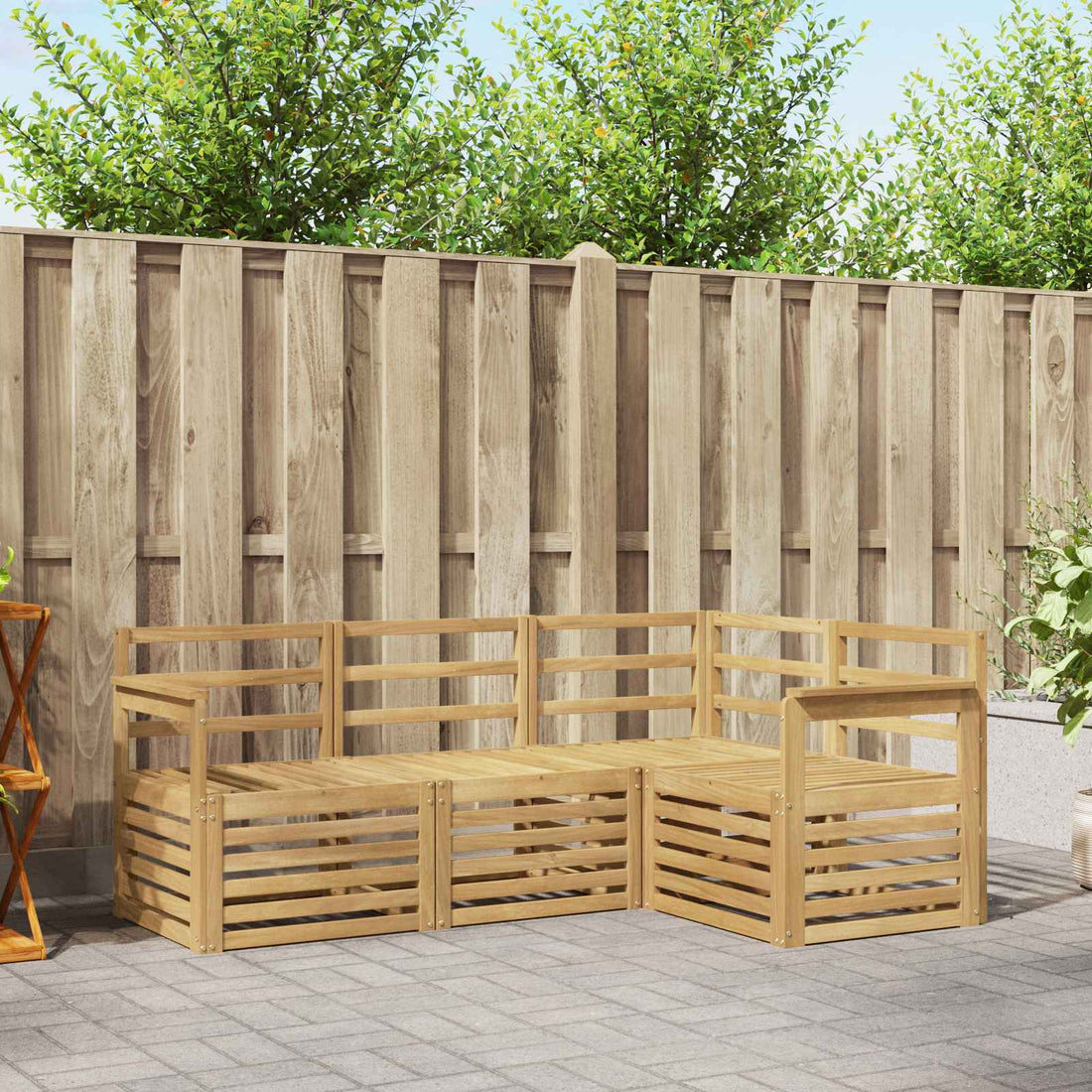 vidaXL Conjunto de sofás de exterior 4 uds. Blanco