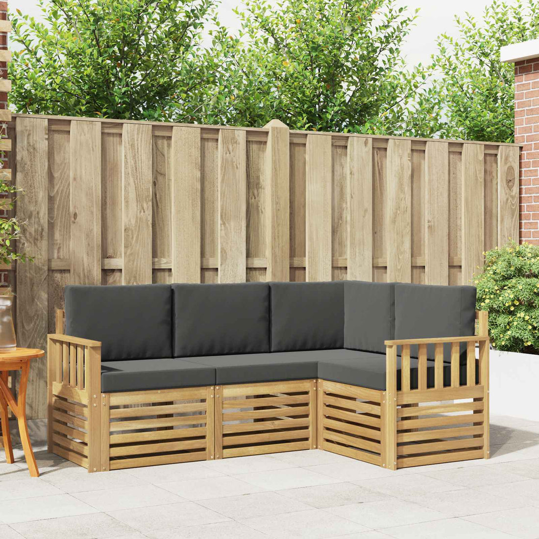 vidaXL Conjunto de sofás de exterior 4 uds. Blanco y Antracita