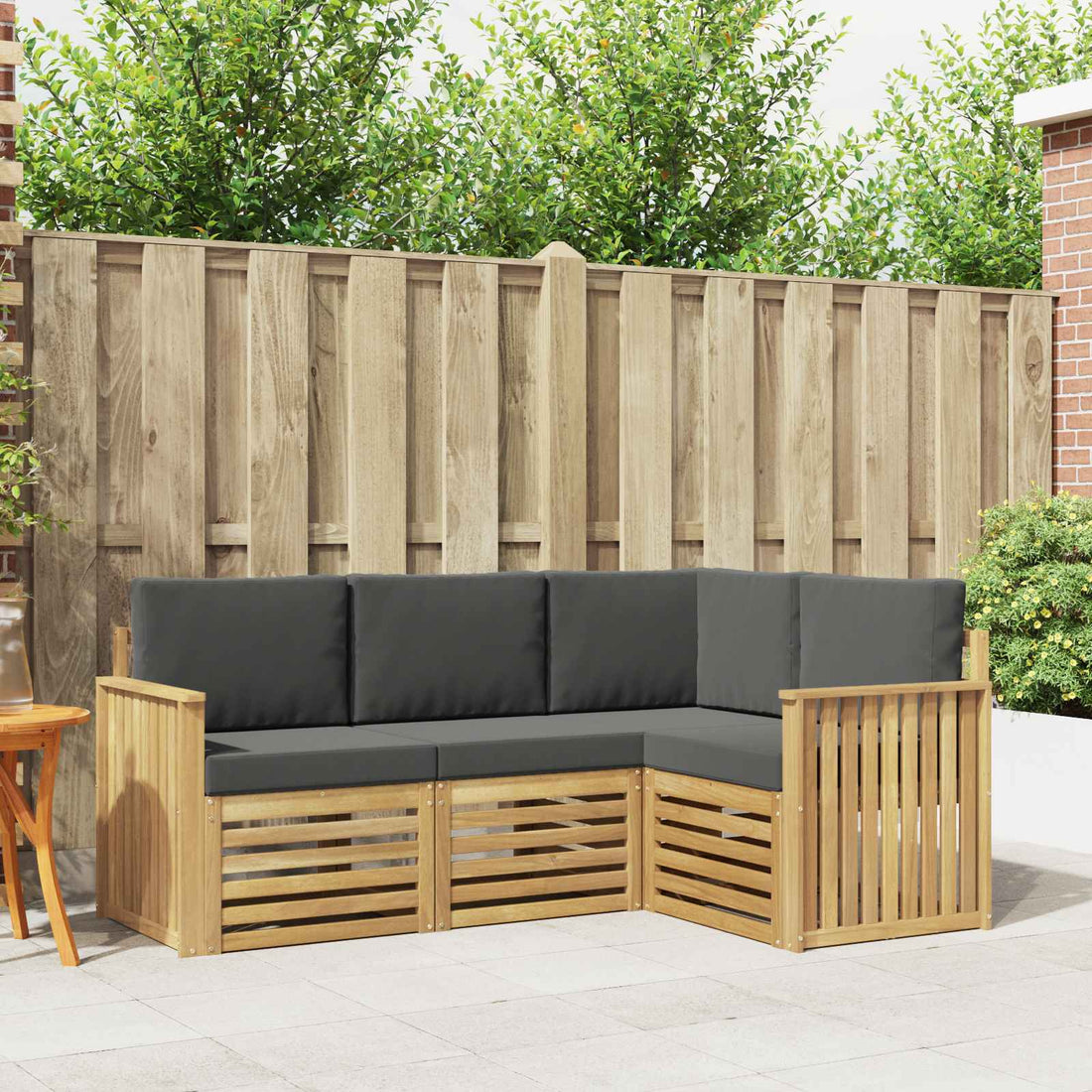 vidaXL Conjunto de sofás de exterior 4 uds. Blanco y Antracita