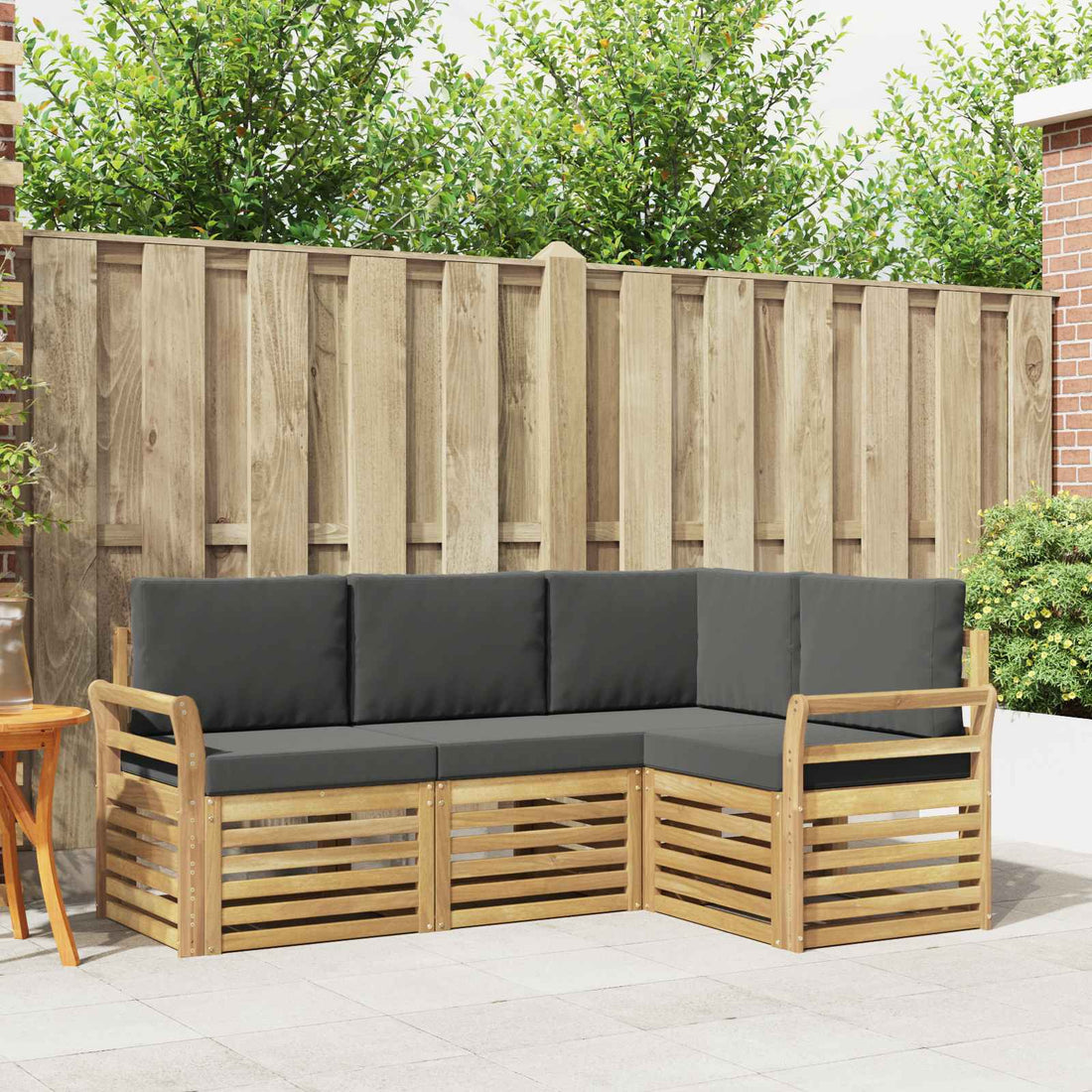 vidaXL Conjunto de sofás de exterior 4 uds. Blanco y Antracita