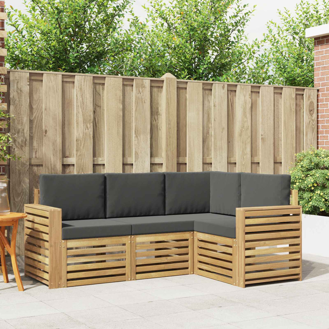 vidaXL Conjunto de sofás de exterior 4 uds. Blanco y Antracita