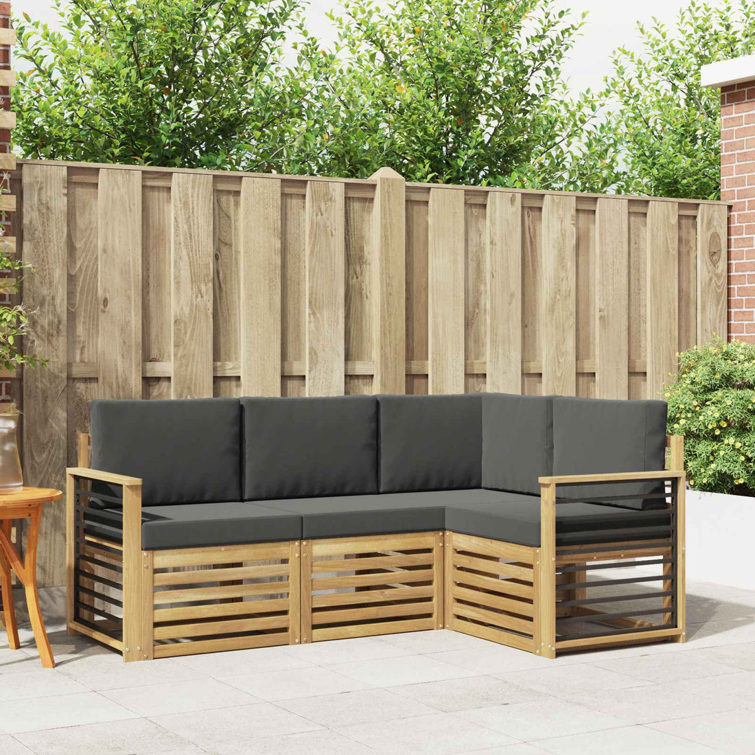 vidaXL Conjunto de sofás de exterior 4 uds. Blanco y Antracita