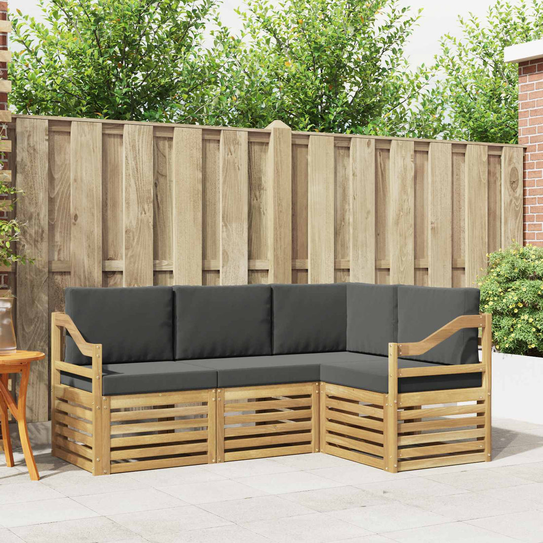 vidaXL Conjunto de sofás de exterior 4 uds. Blanco y Antracita