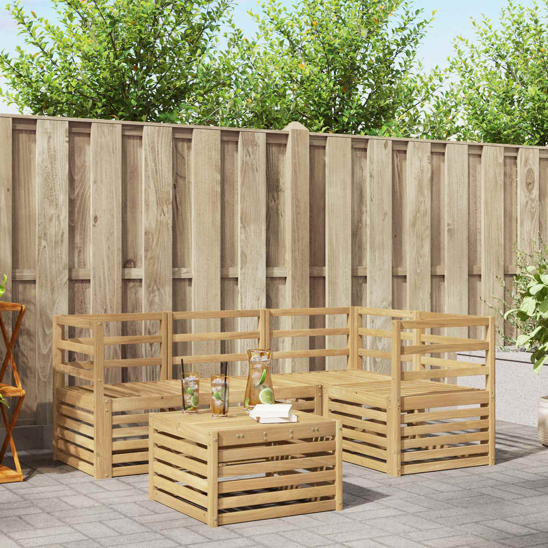 vidaXL Conjunto de sofás de exterior 5 uds. Blanco