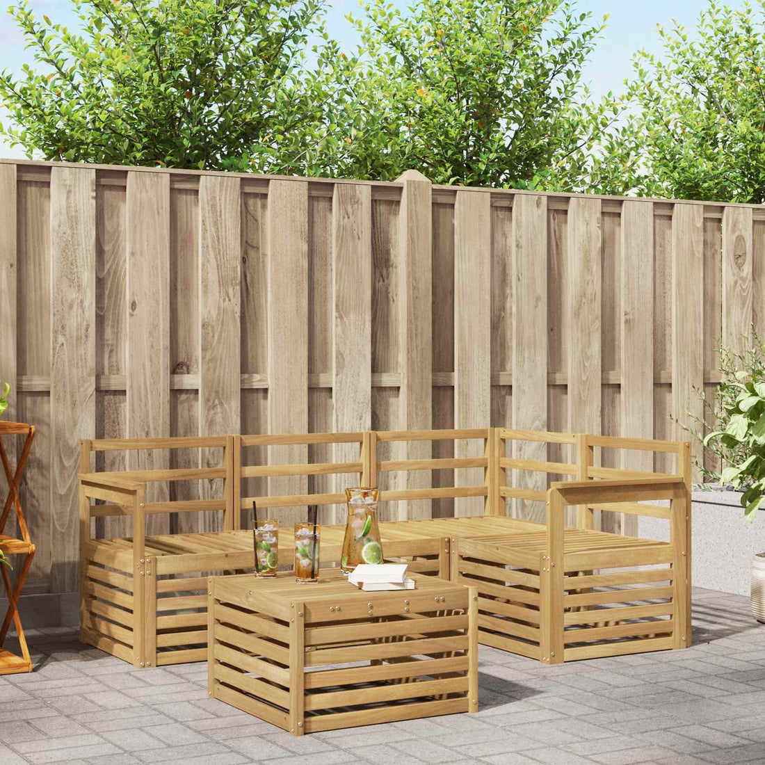 vidaXL Conjunto de sofás de exterior 5 uds. Blanco