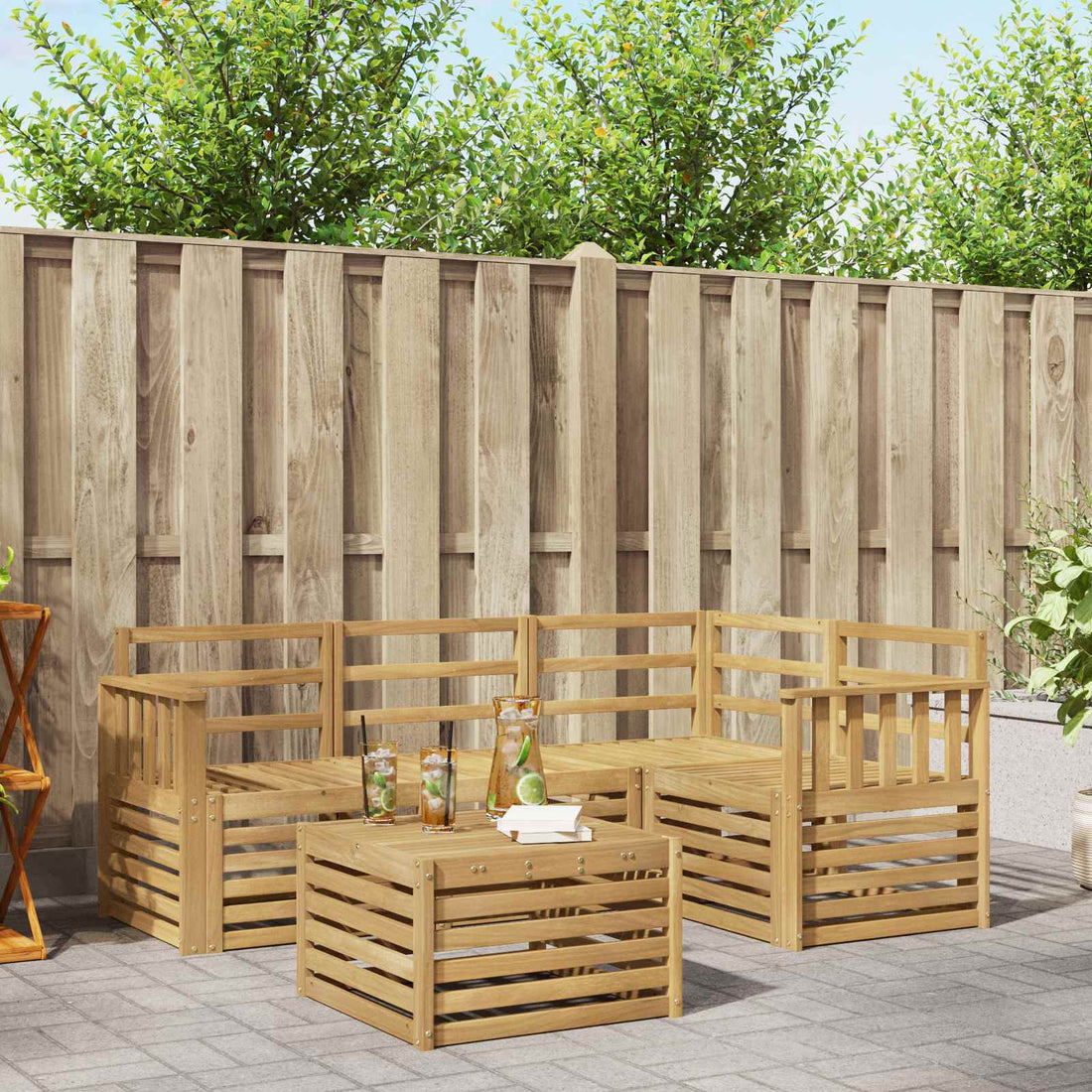 vidaXL Conjunto de sofás de exterior 5 uds. Blanco
