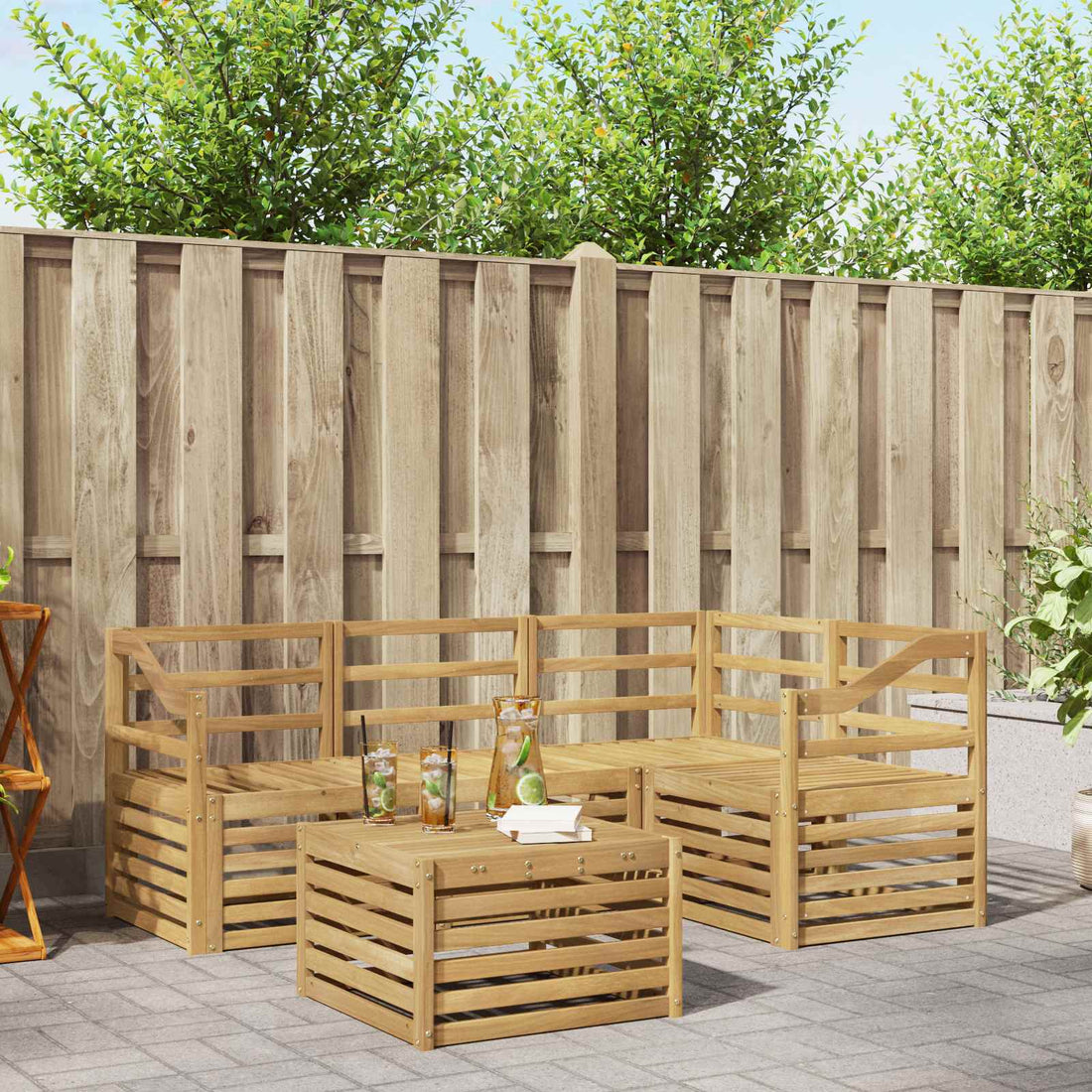 vidaXL Conjunto de sofás de exterior 5 uds. Blanco