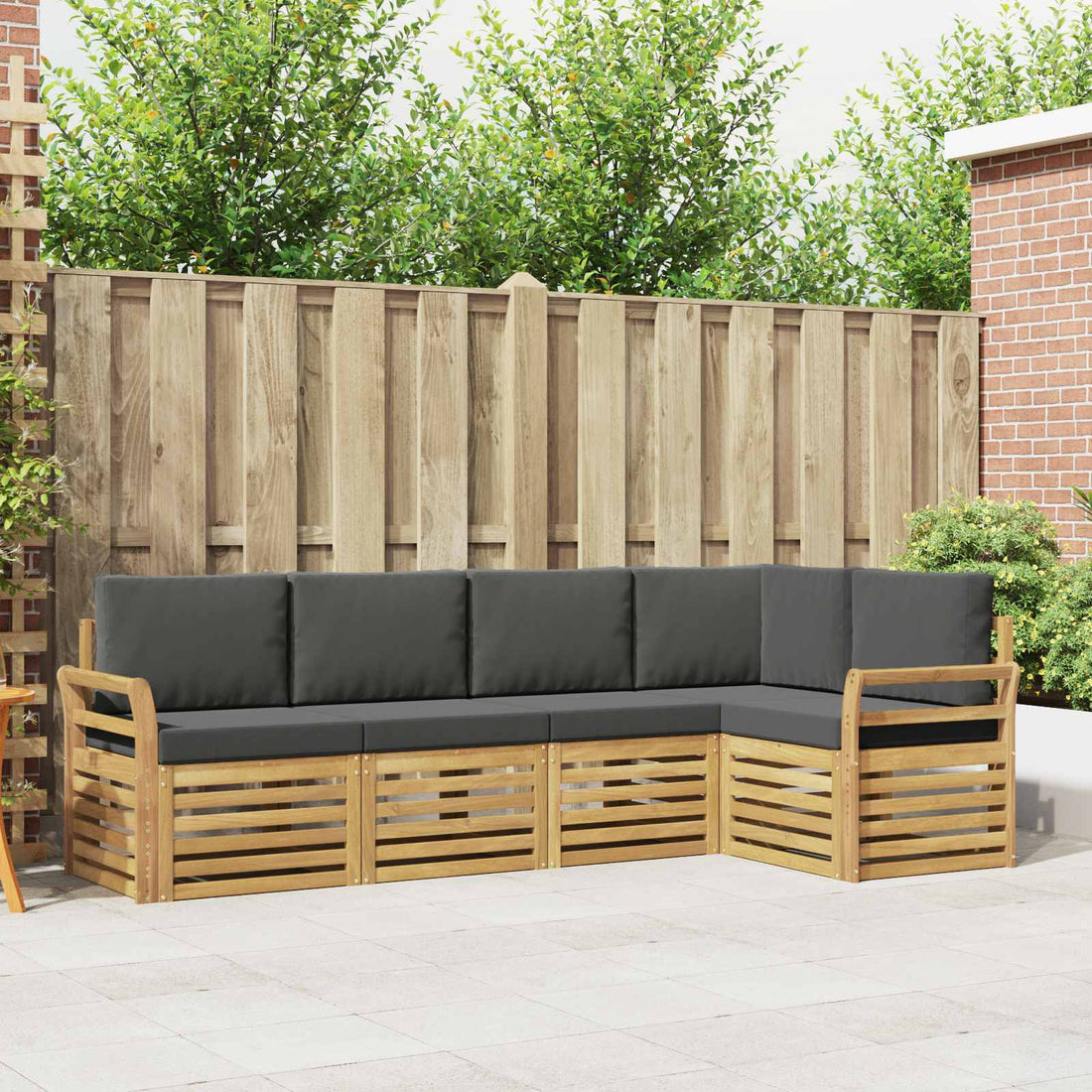 vidaXL Conjunto de sofás de exterior 5 uds. Blanco y Antracita