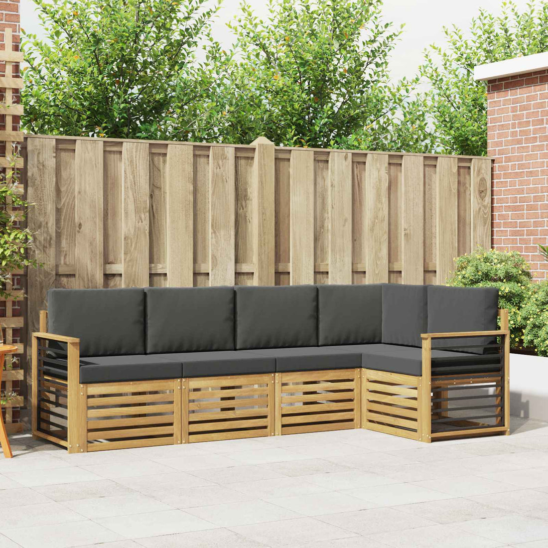 vidaXL Conjunto de sofás de exterior 5 uds. Blanco y Antracita