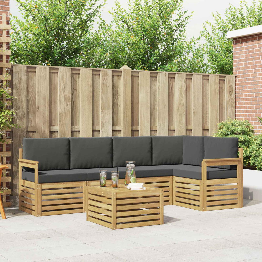vidaXL Conjunto de sofás de exterior 6 uds. Blanco y Antracita