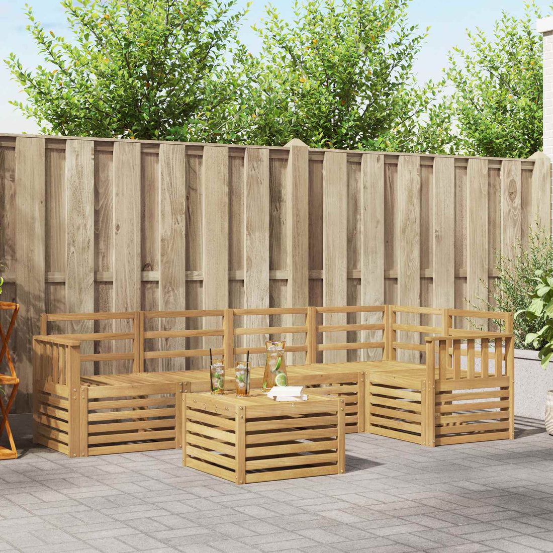 vidaXL Conjunto de sofás de exterior 6 uds. Blanco