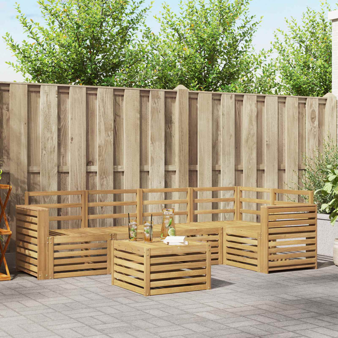 vidaXL Conjunto de sofás de exterior 6 uds. Blanco