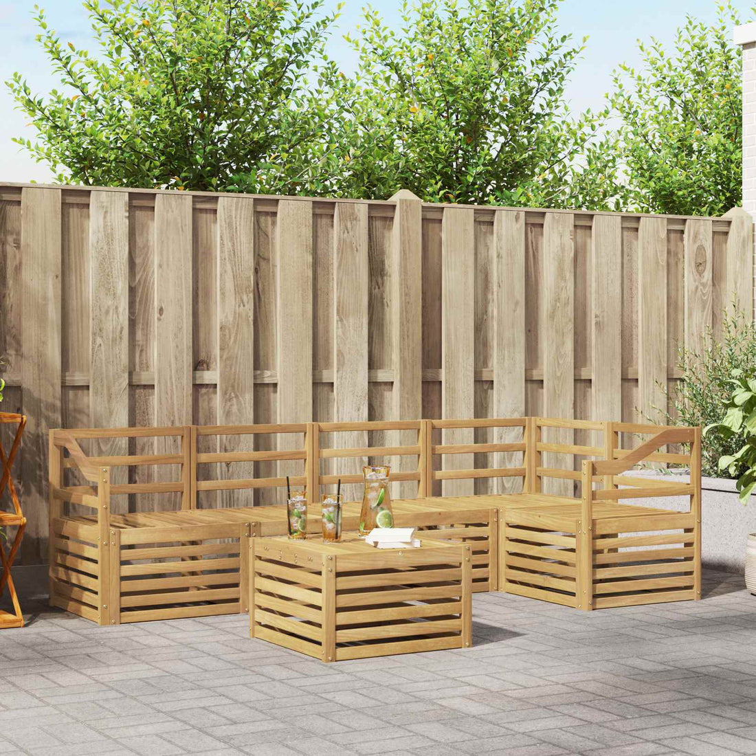 vidaXL Conjunto de sofás de exterior 6 uds. Blanco