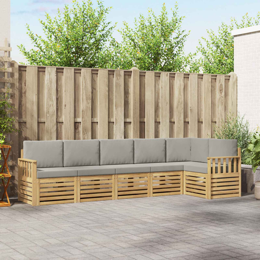 vidaXL Conjunto de sofás de exterior 6 uds. Blanco y Gris Claro
