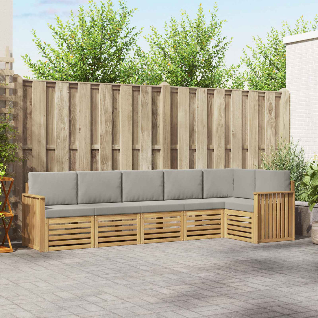 vidaXL Conjunto de sofás de exterior 6 uds. Blanco y Gris Claro