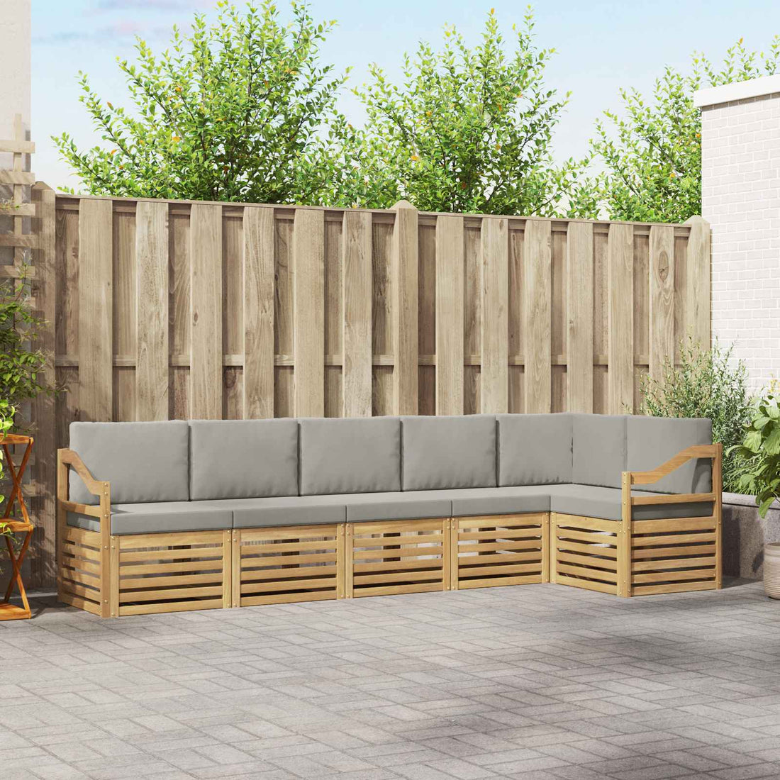 vidaXL Conjunto de sofás de exterior 6 uds. Blanco y Gris Claro