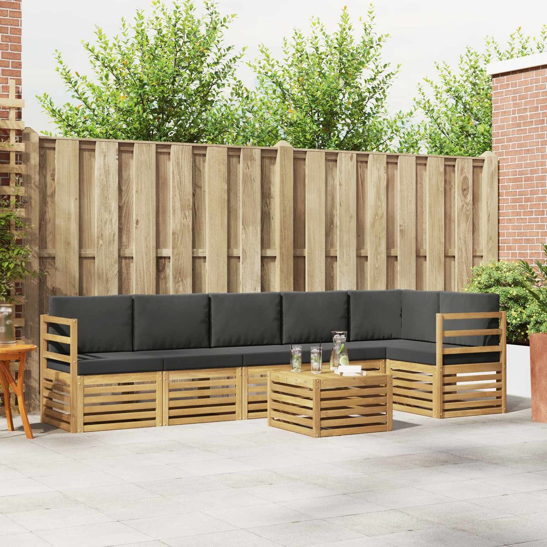 vidaXL Conjunto de sofás de exterior 7 uds. Blanco y Antracita