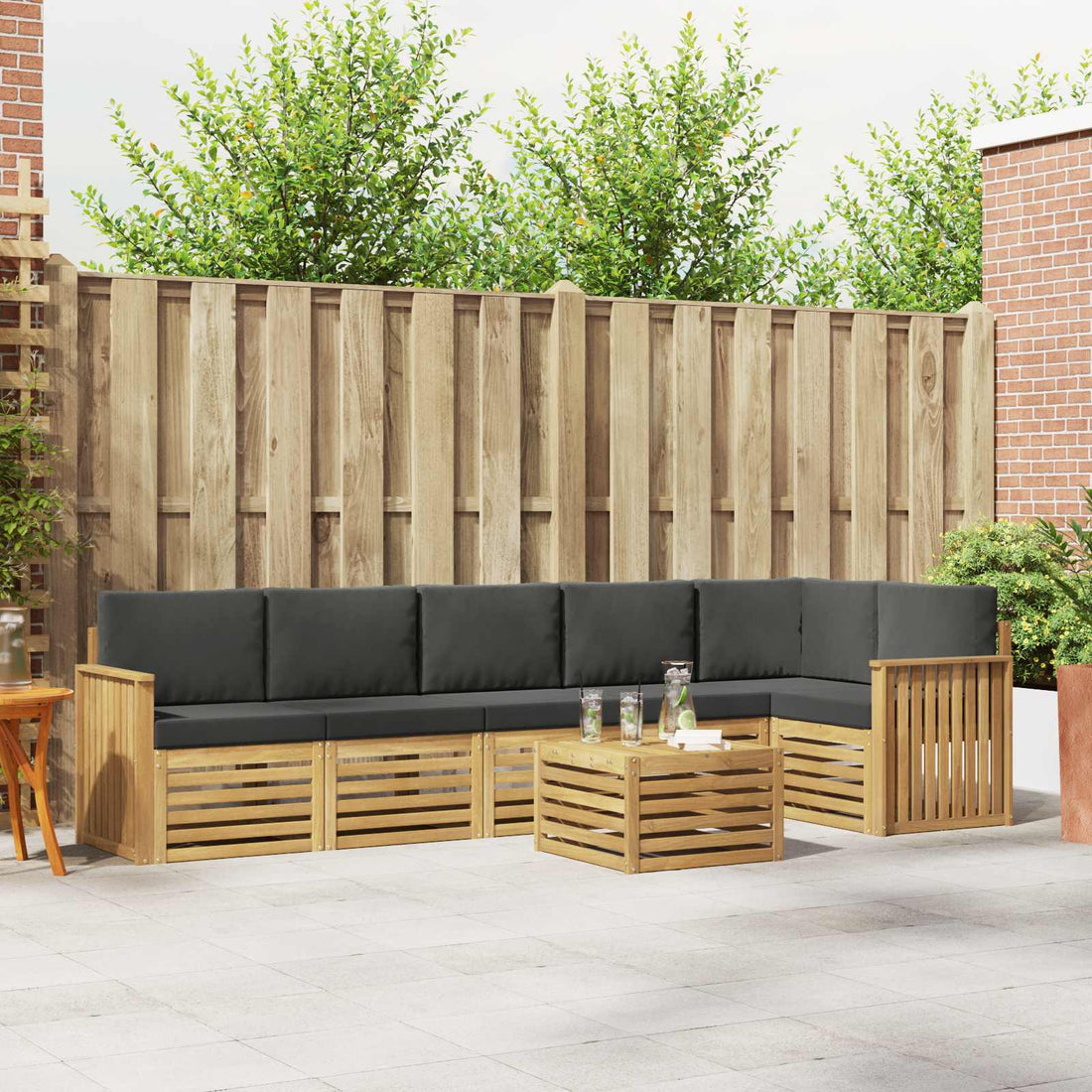 vidaXL Conjunto de sofás de exterior 7 uds. Blanco y Antracita