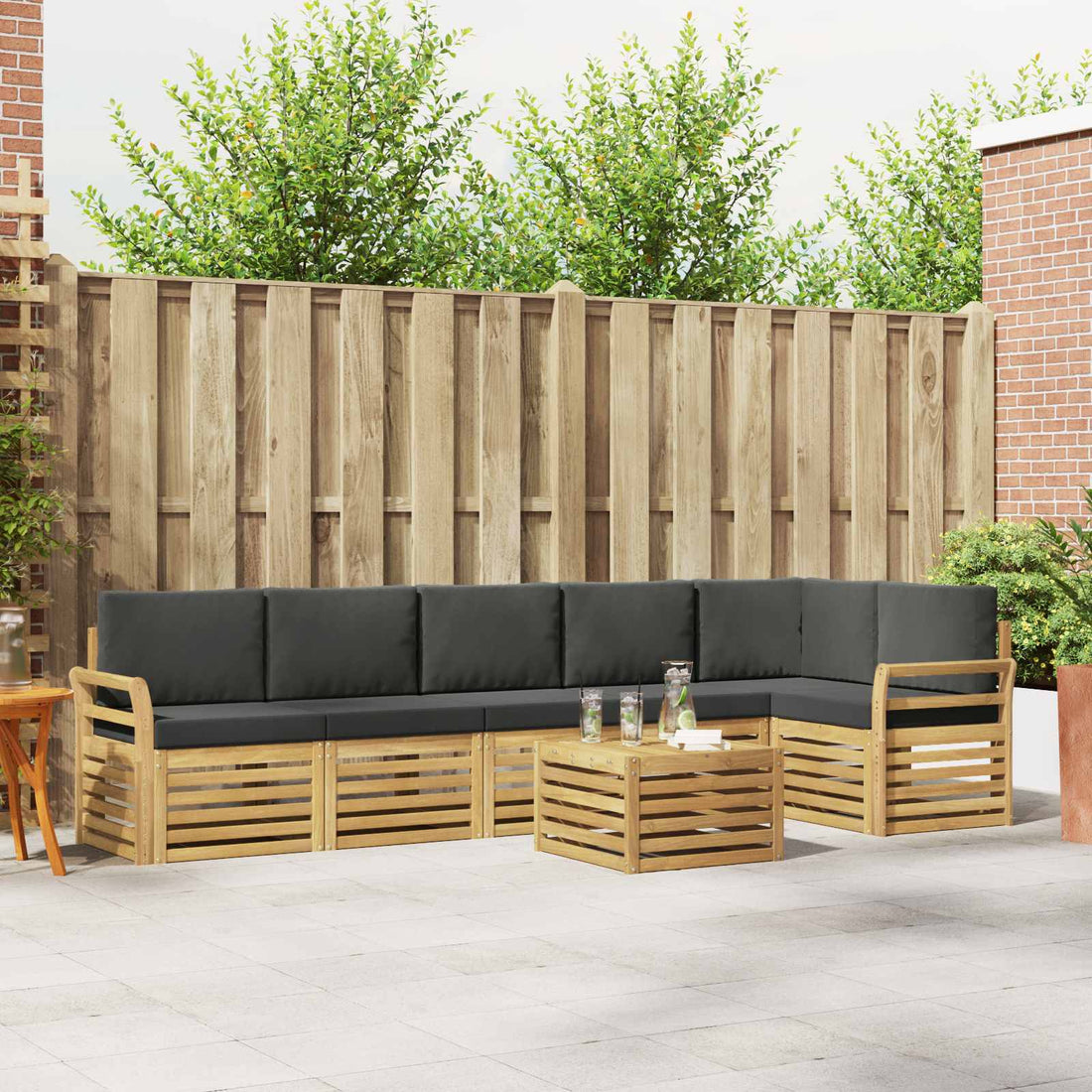vidaXL Conjunto de sofás de exterior 7 uds. Blanco y Antracita