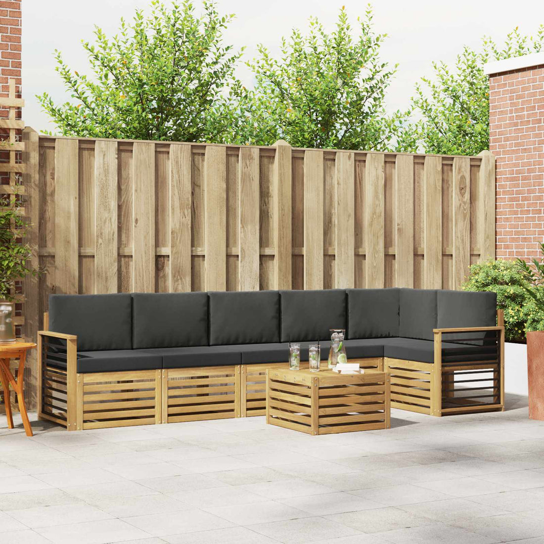 vidaXL Conjunto de sofás de exterior 7 uds. Blanco y Antracita