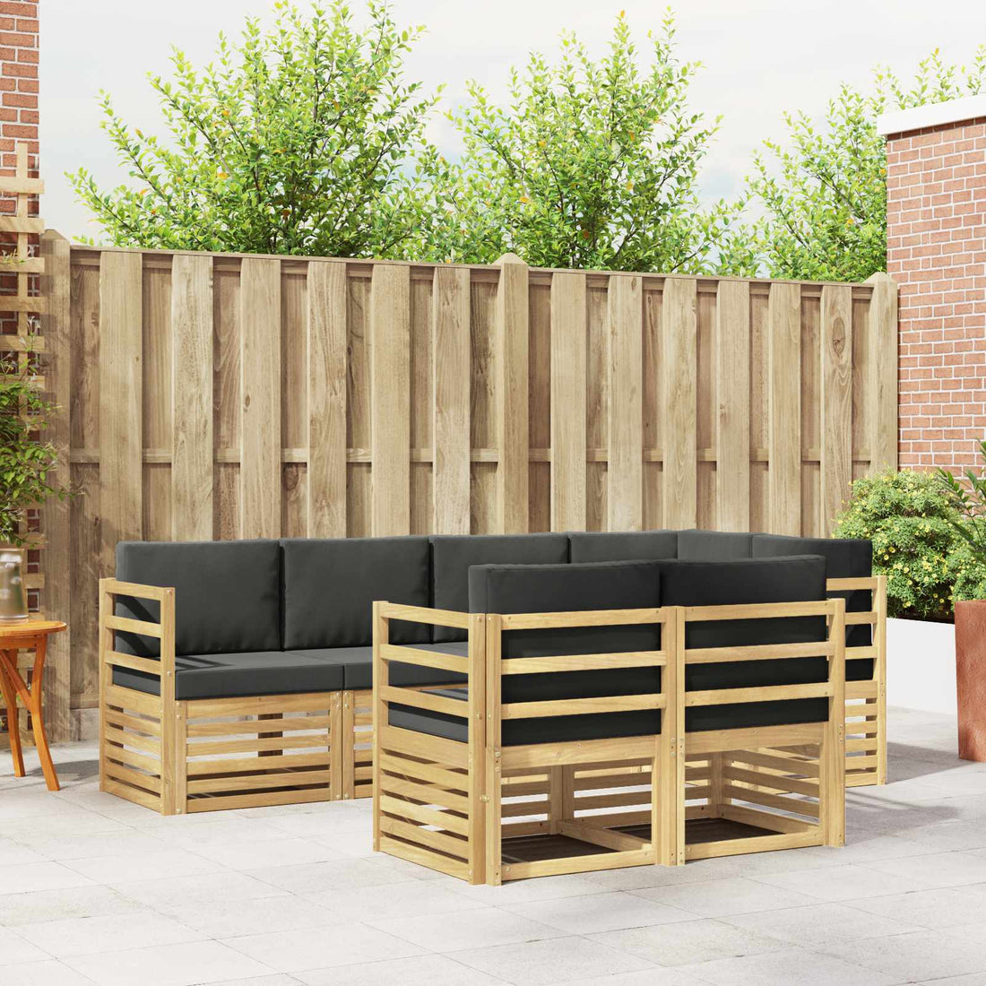 vidaXL Conjunto de sofás de exterior 7 uds. Blanco y Antracita