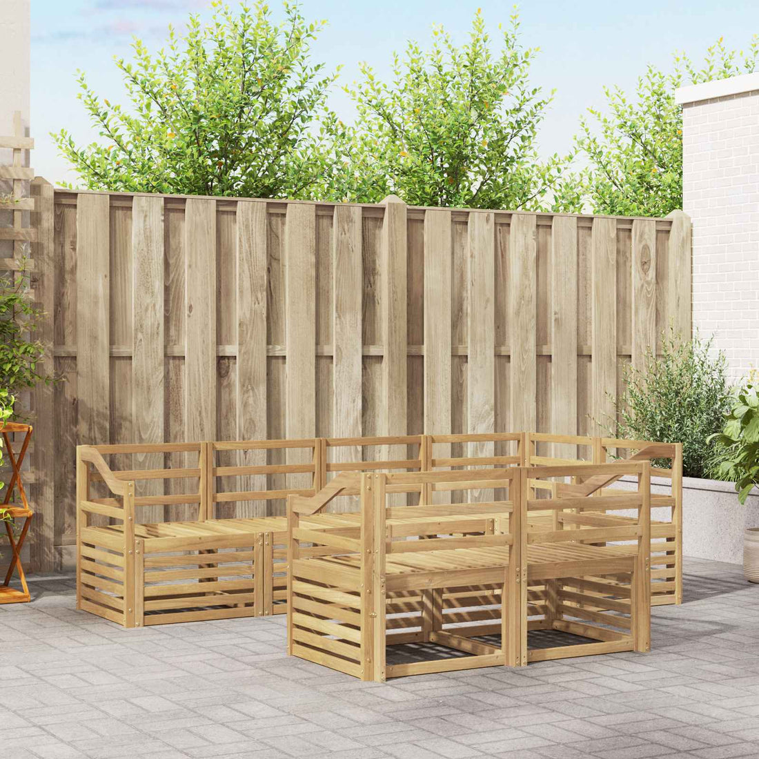 vidaXL Conjunto de sofás de exterior 7 uds. Blanco