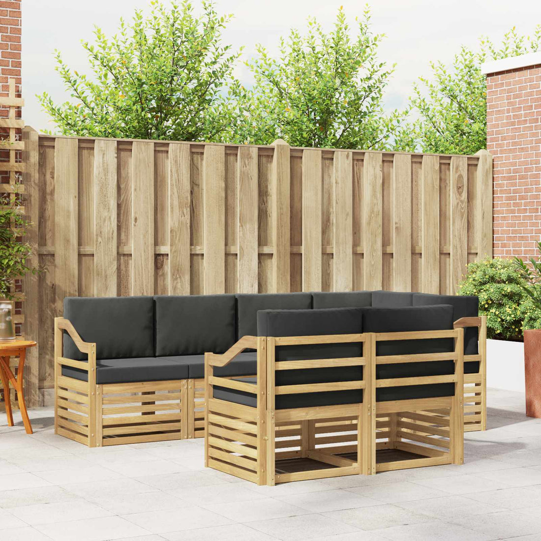vidaXL Conjunto de sofás de exterior 7 uds. Blanco y Antracita