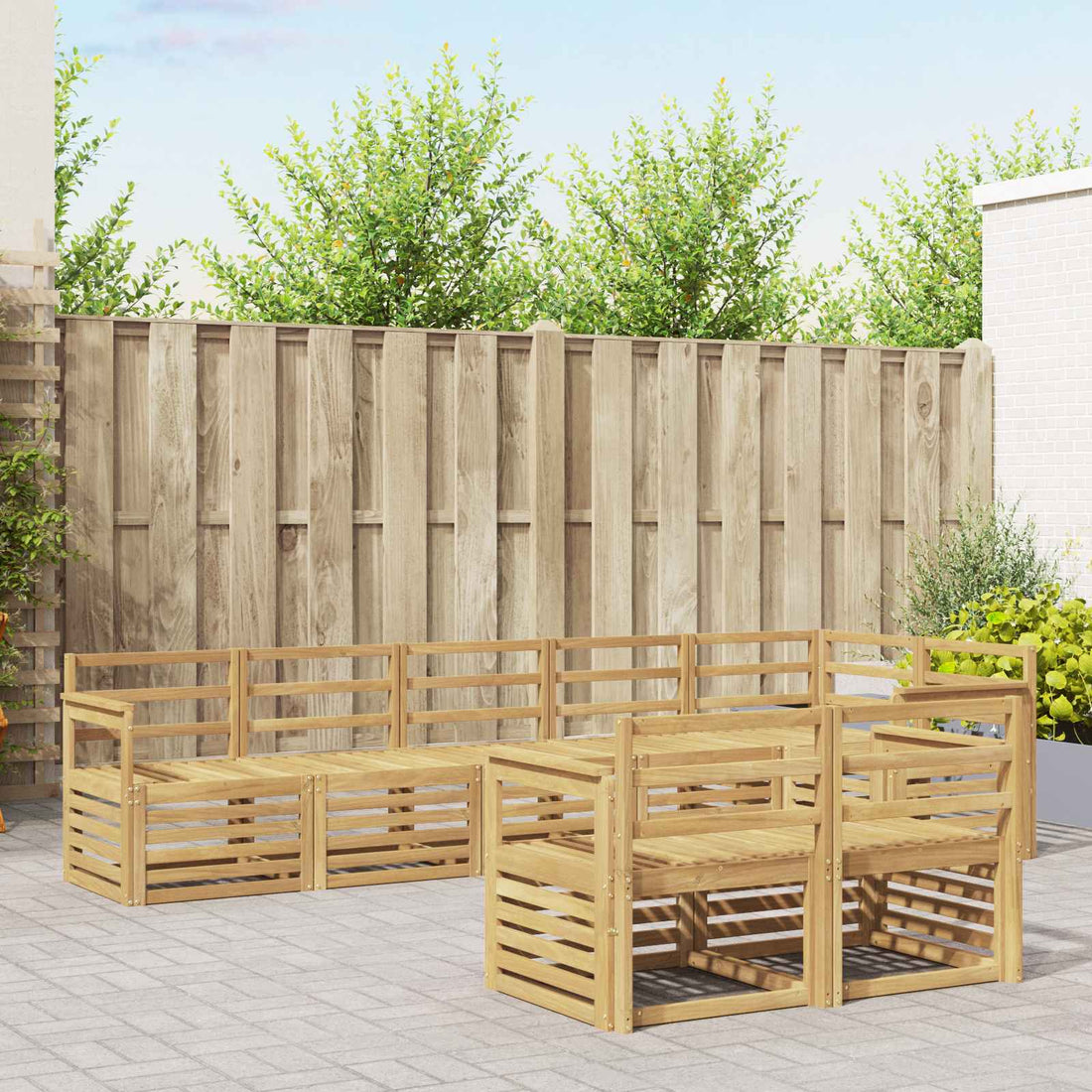vidaXL Conjunto de sofás de exterior 8 uds. Blanco