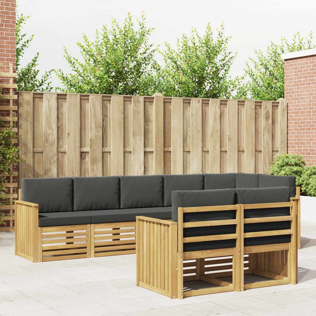 vidaXL Conjunto de sofás de exterior 8 uds. Blanco y Antracita