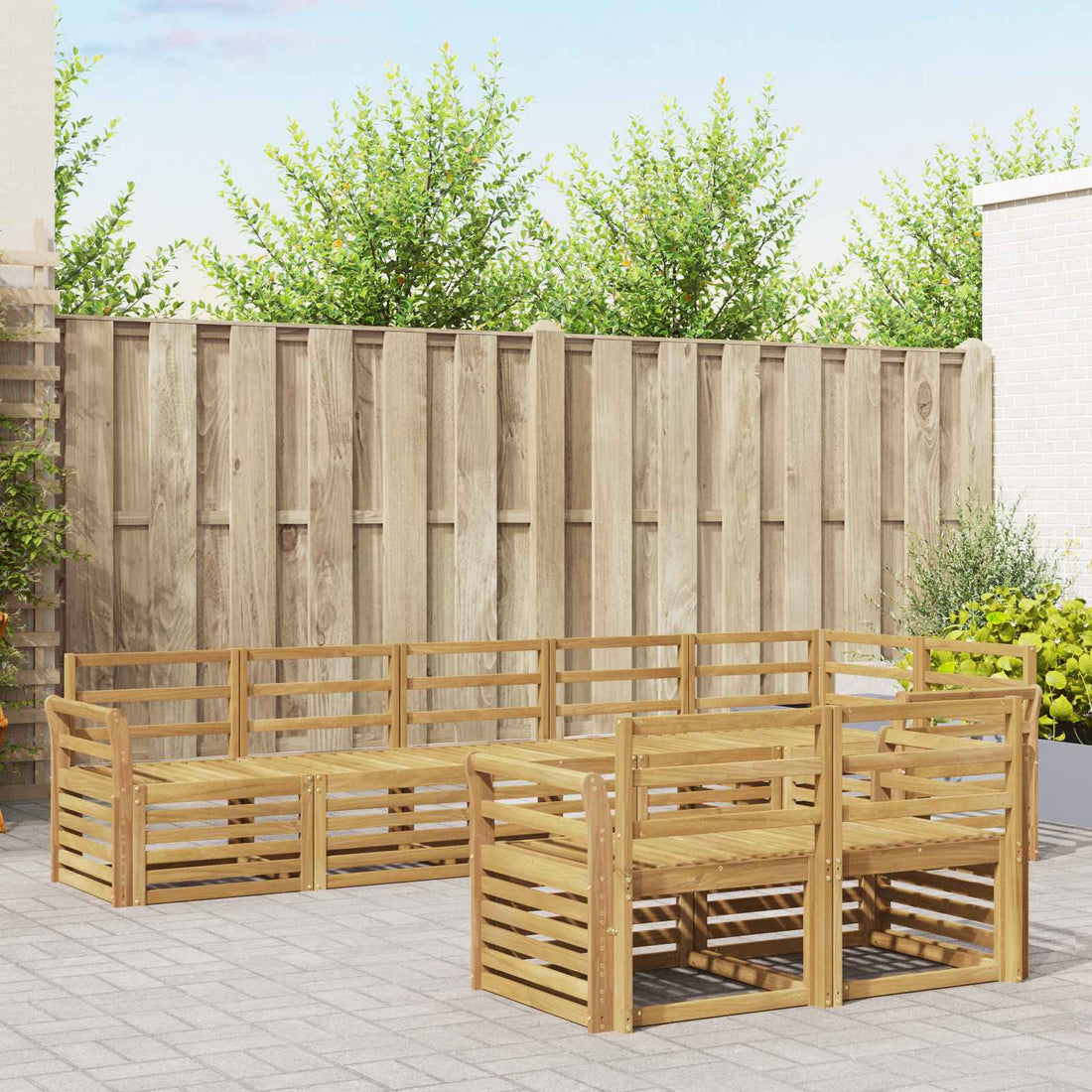 vidaXL Conjunto de sofás de exterior 8 uds. Blanco