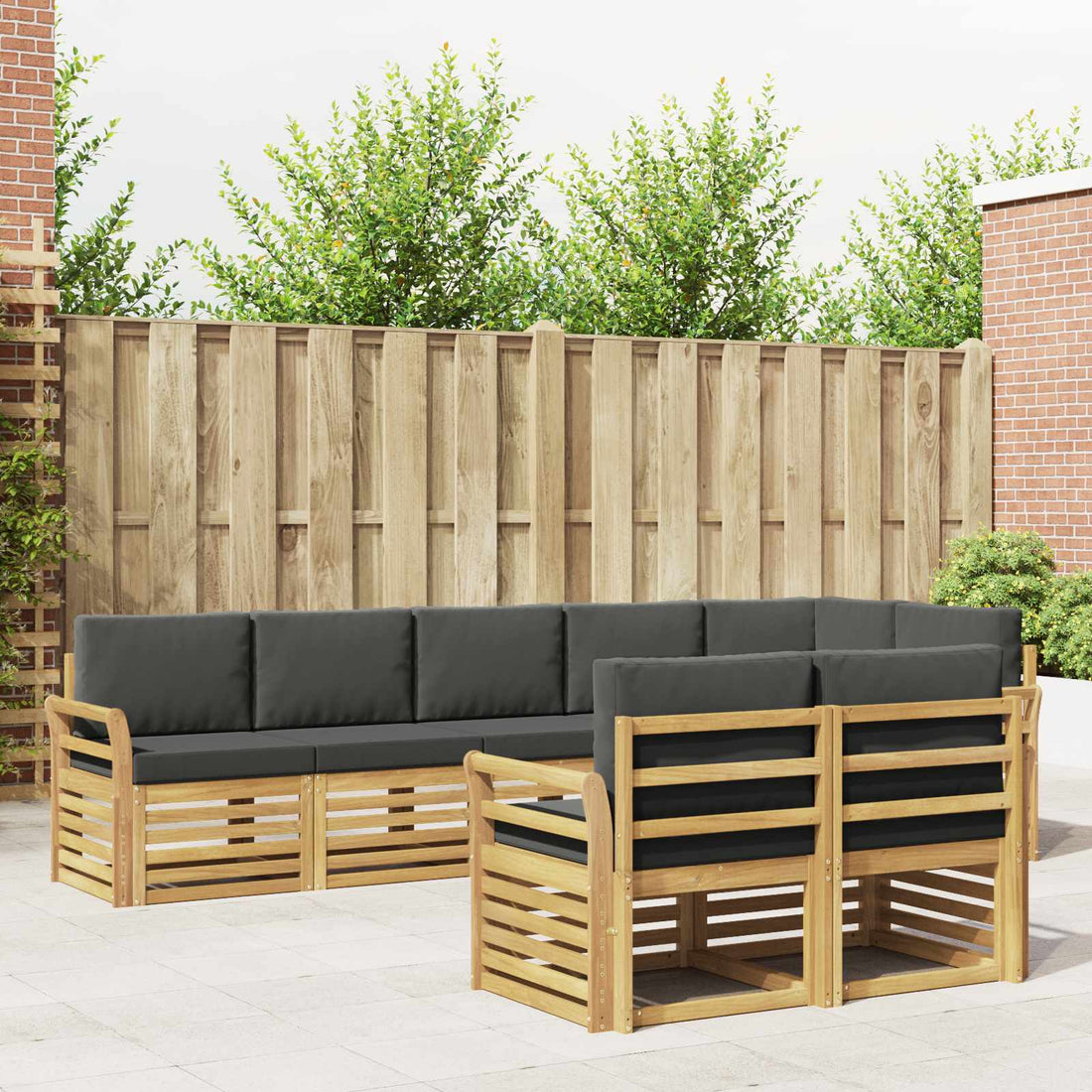 vidaXL Conjunto de sofás de exterior 8 uds. Blanco y Antracita