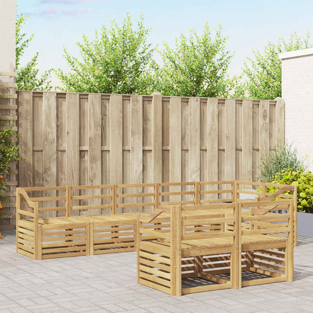 vidaXL Conjunto de sofás de exterior 8 uds. Blanco