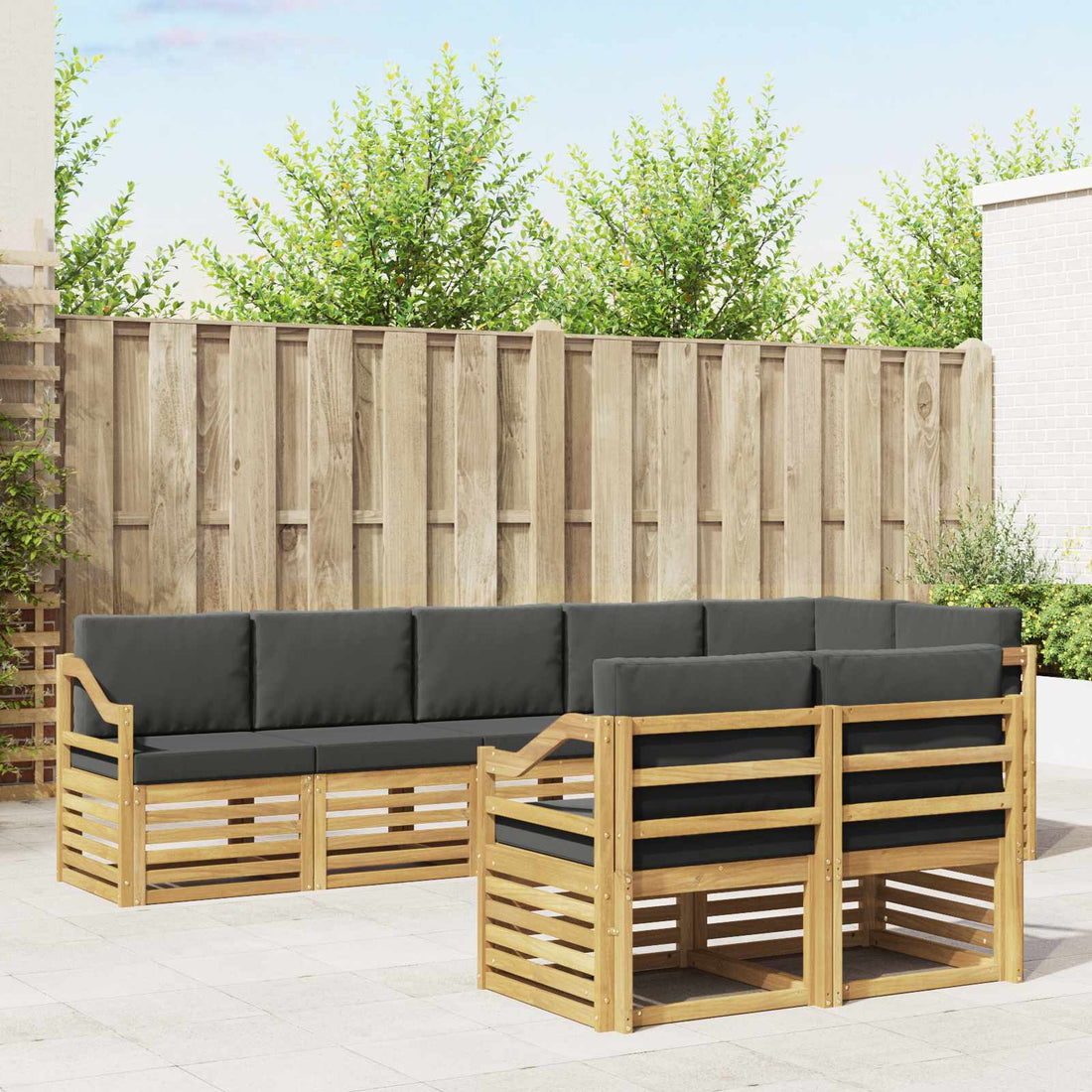 vidaXL Conjunto de sofás de exterior 8 uds. Blanco y Antracita