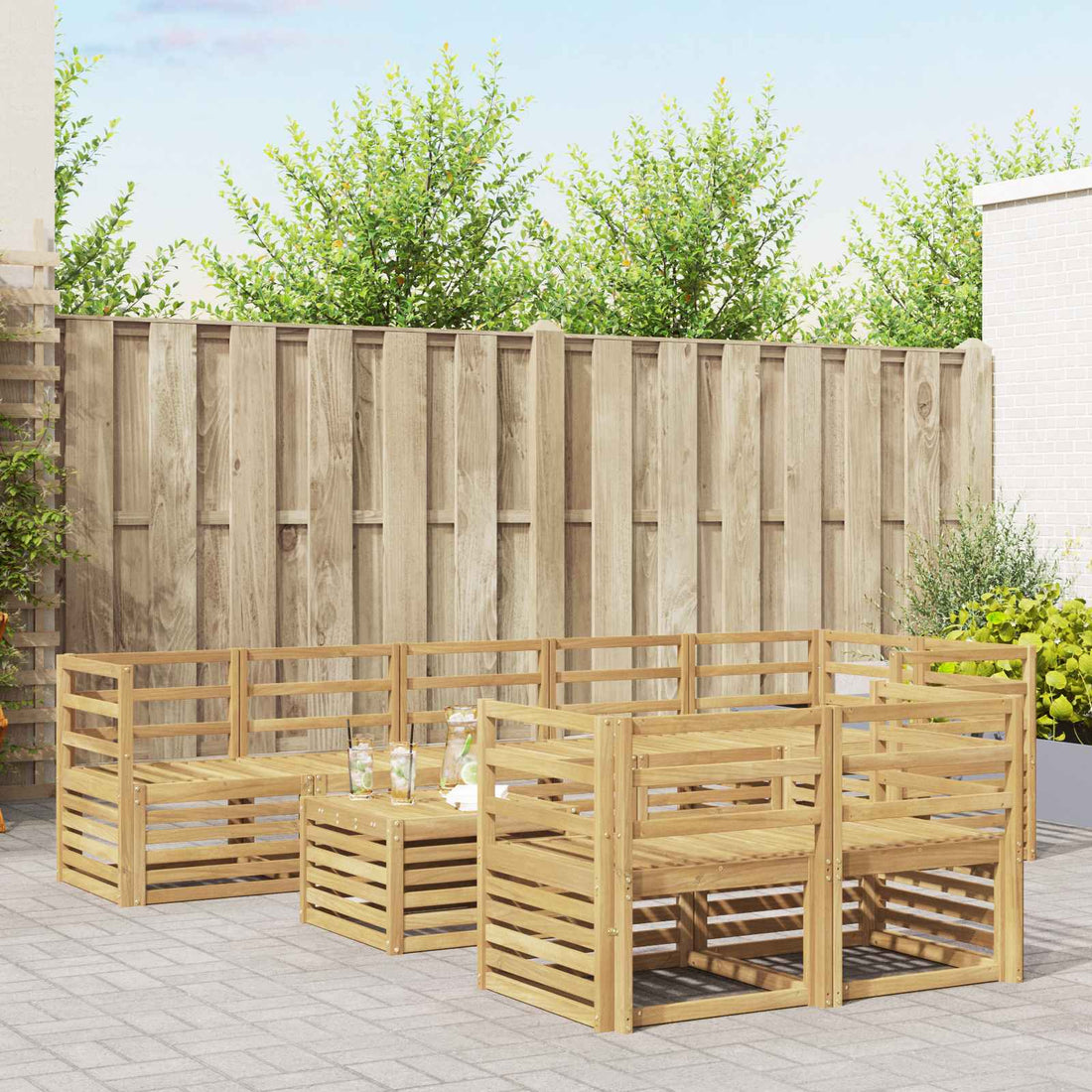 vidaXL Conjunto de sofás de exterior 9 uds. Blanco