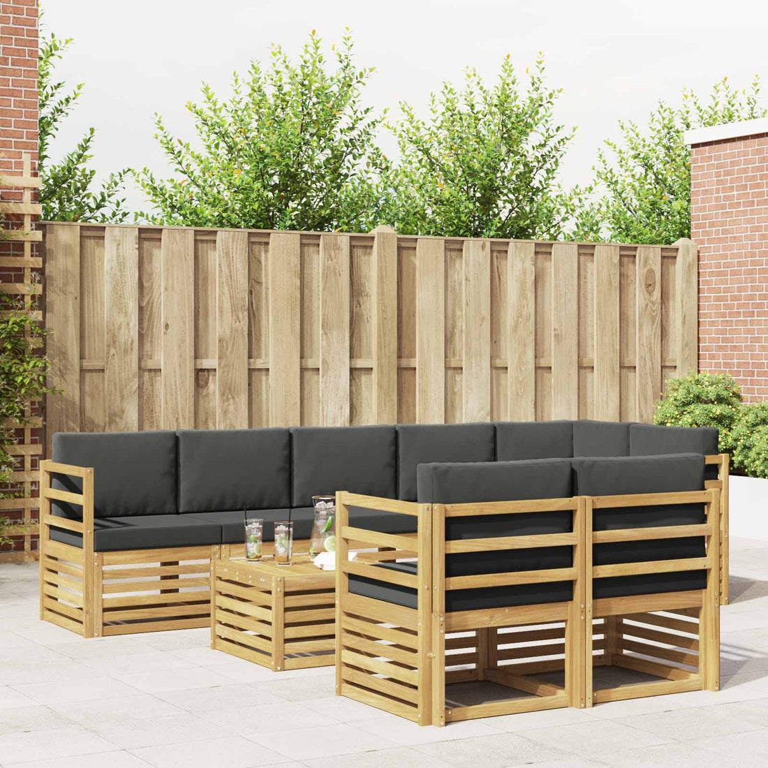 vidaXL Conjunto de sofás de exterior 9 uds. Blanco y Antracita